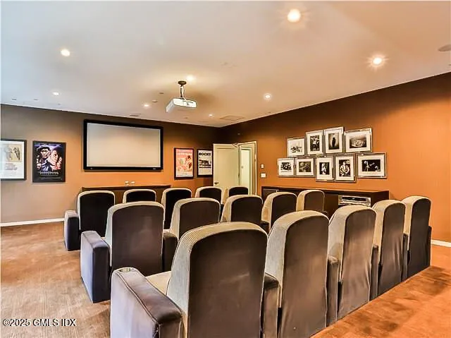 a view of a a dining room with furniture