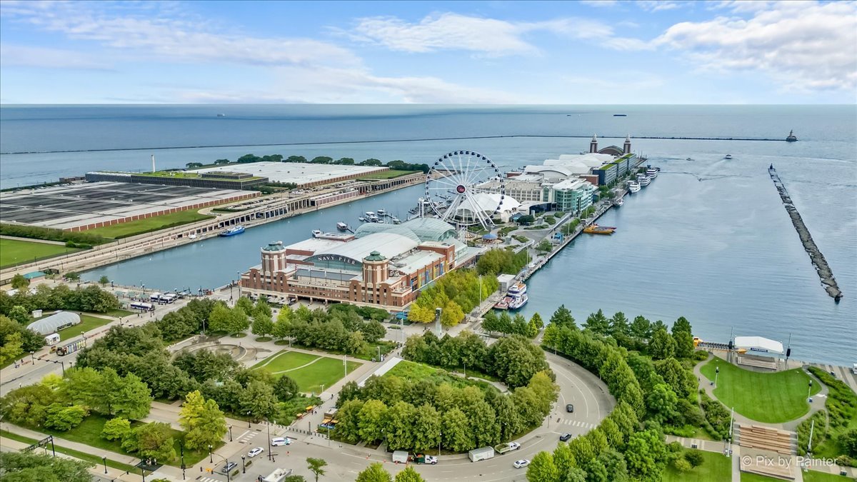 512 North McClurg Court, Unit 501 Chicago, IL 60611 - Photo 34 of 40 a view of a lake with a house