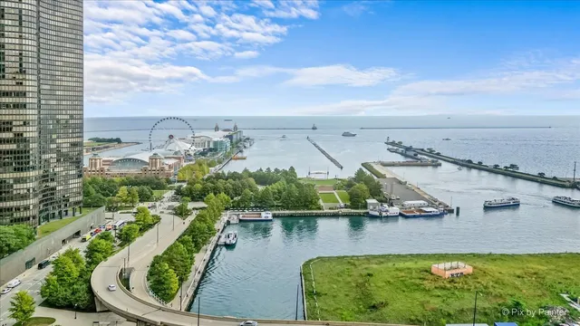 a view of a lake with a house