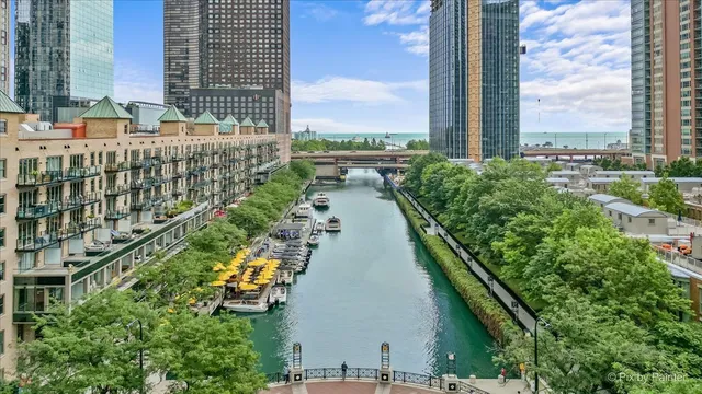 a view of a city with tall buildings