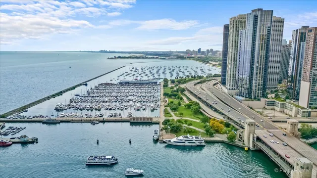a view of a city with tall buildings