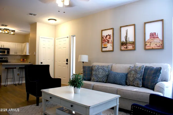 a living room with furniture