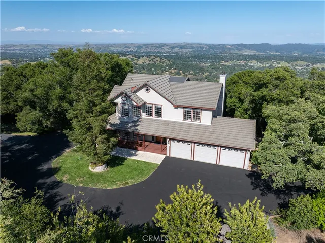 an aerial view of a house