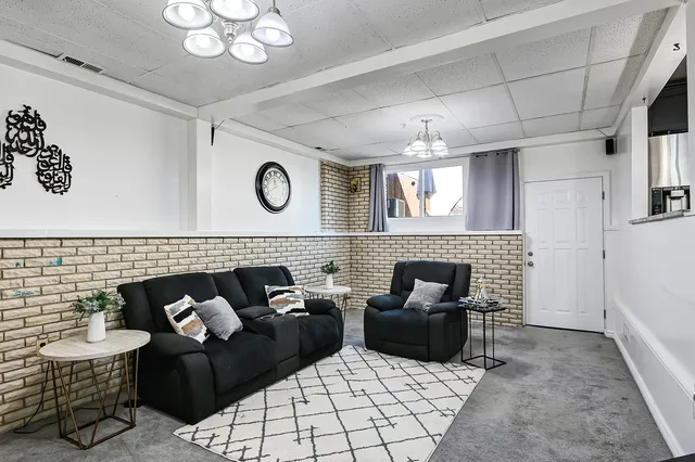 a living room with furniture