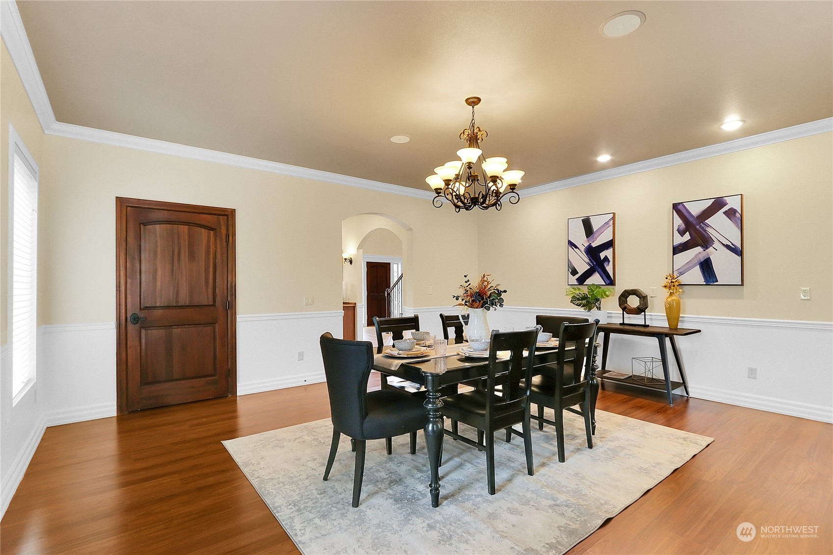 13921 Jim Creek Road Arlington, WA 98223 - Photo 8 of 35 a view of a dining room with furniture and chandelier