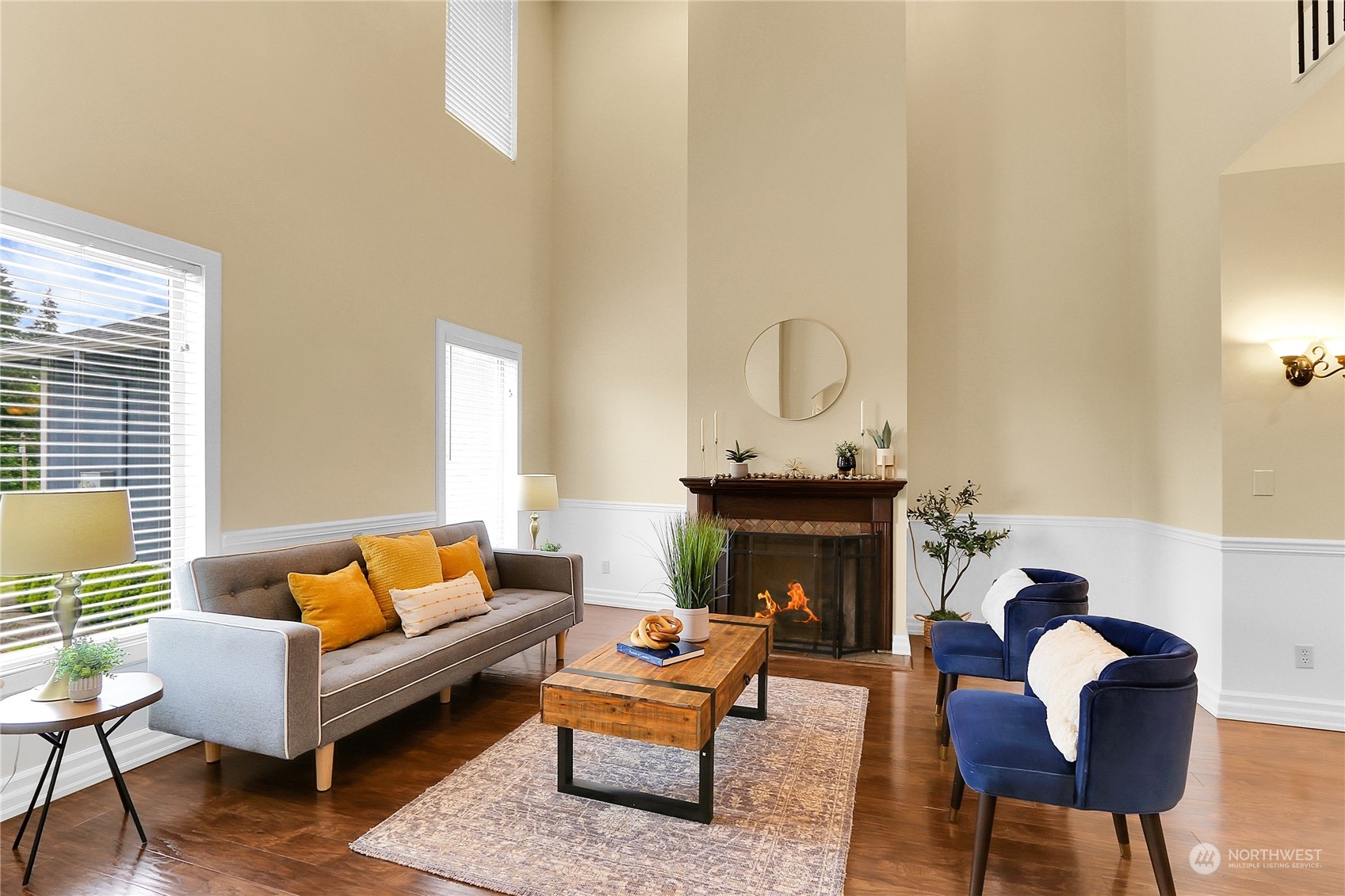 13921 Jim Creek Road Arlington, WA 98223 - Photo 10 of 35 a living room with furniture and a fireplace