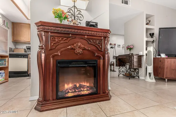 a fireplace with a fireplace in it