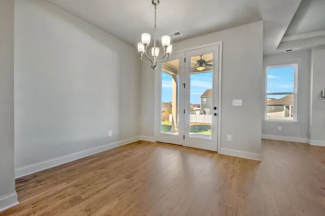 an aerial view of a house with a outdoor space