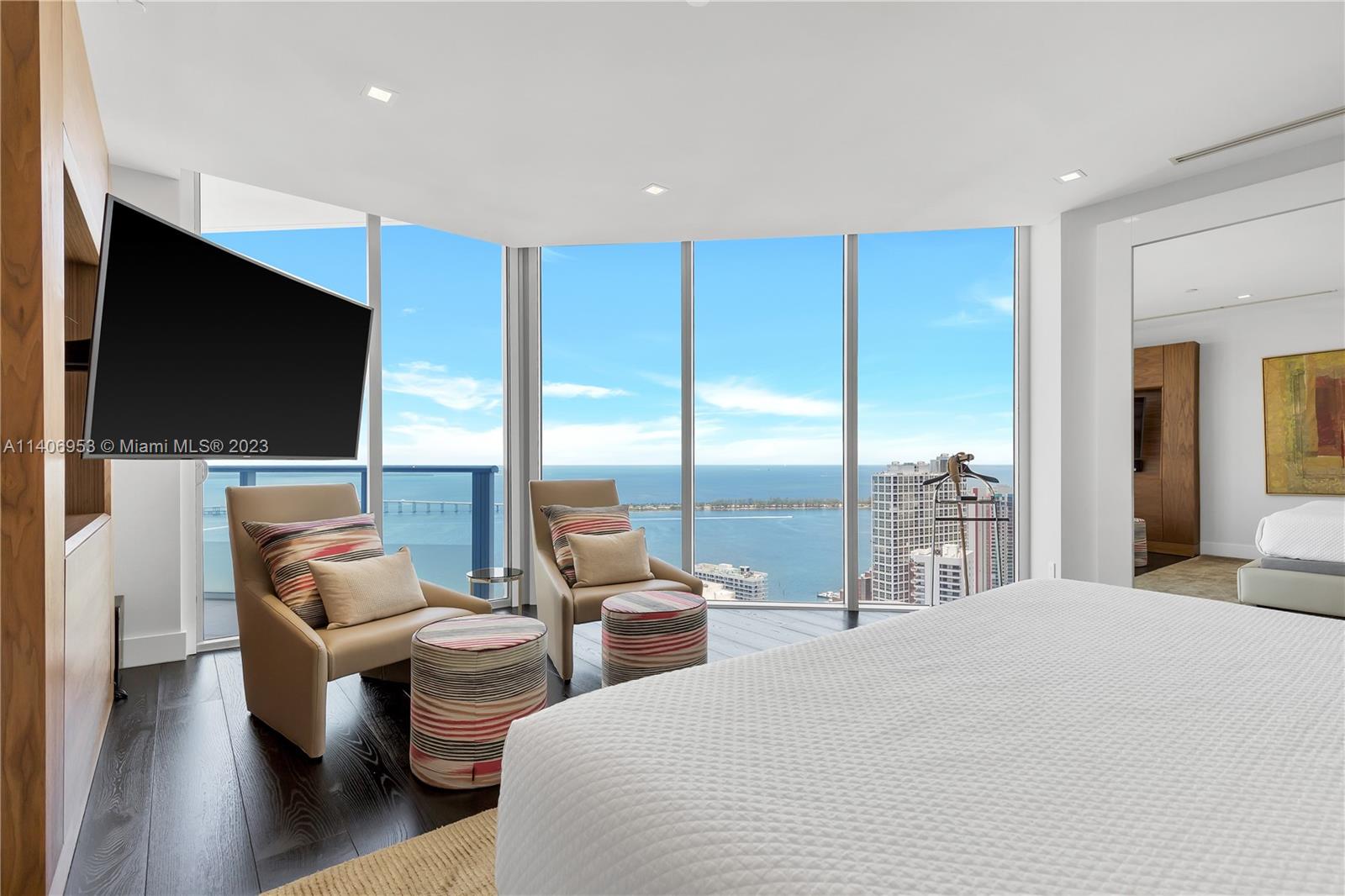 Brickell Miami, FL 33131 - Photo 21 of 41 a living room with furniture and a flat screen tv