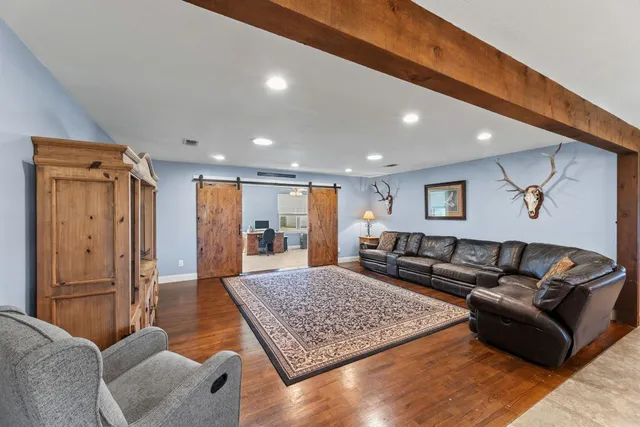 a living room with furniture