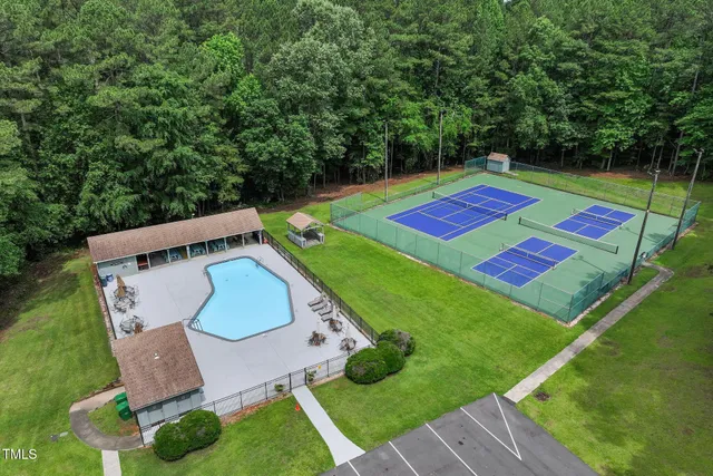 a view of a park with swings