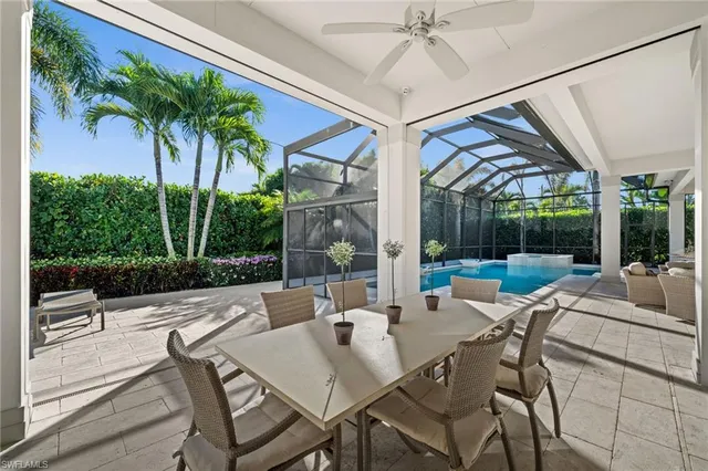 an aerial view of a house with a garden