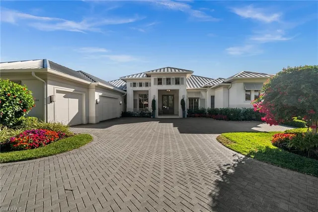 a garden view with a fountain