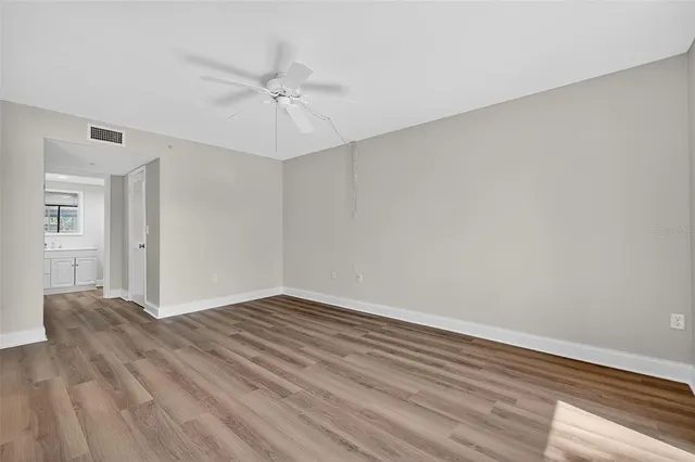 a view of a room with racks on the wall