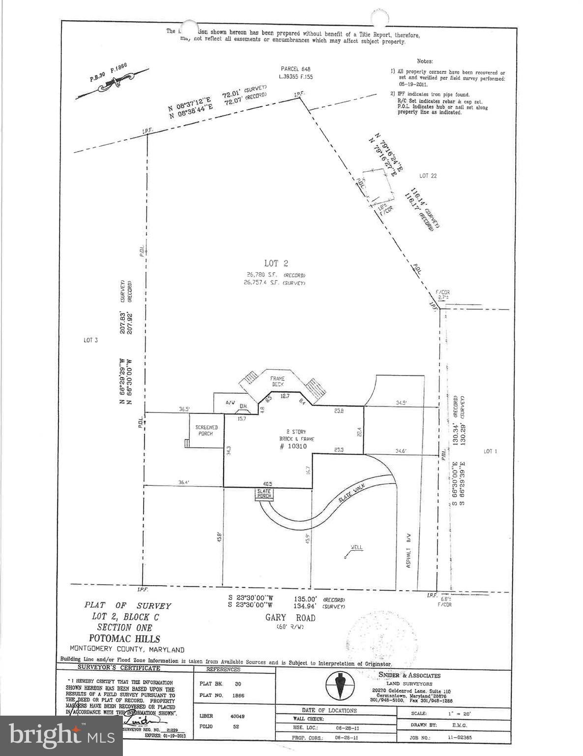 10310 Gary Road Potomac, MD 20854 - Photo 29 of 30 Property Plat