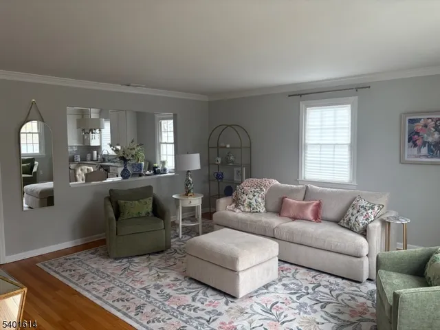 a living room with furniture and a rug