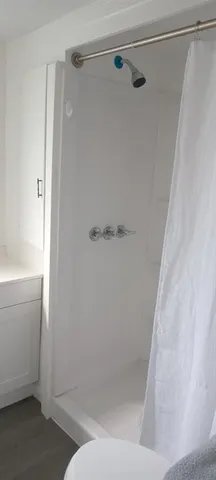 a bathroom with a shower