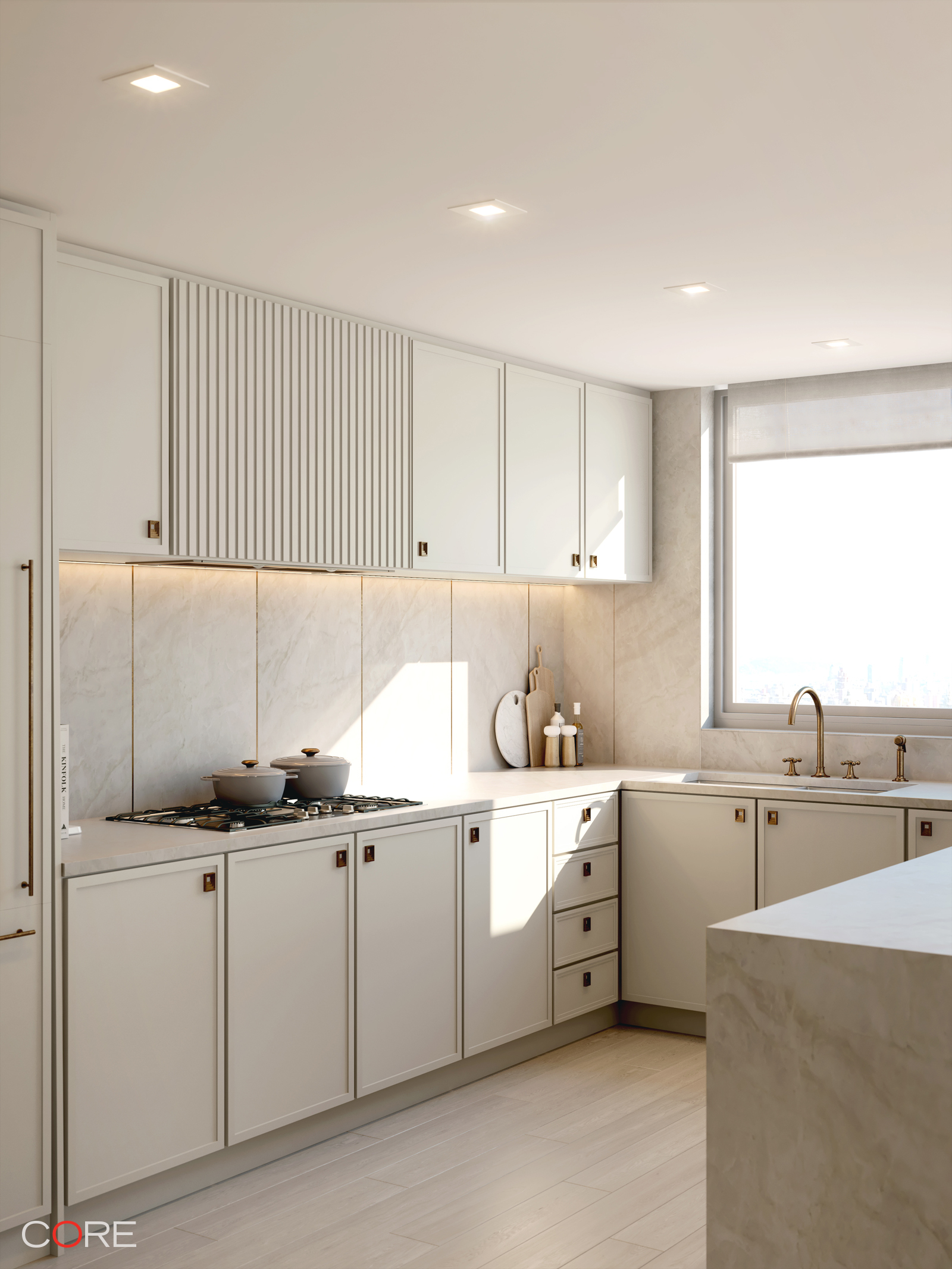 310 East 86th Street, Unit 20C Manhattan, NY 10028 - Photo 4 of 15 a kitchen with white cabinets sink and white appliances