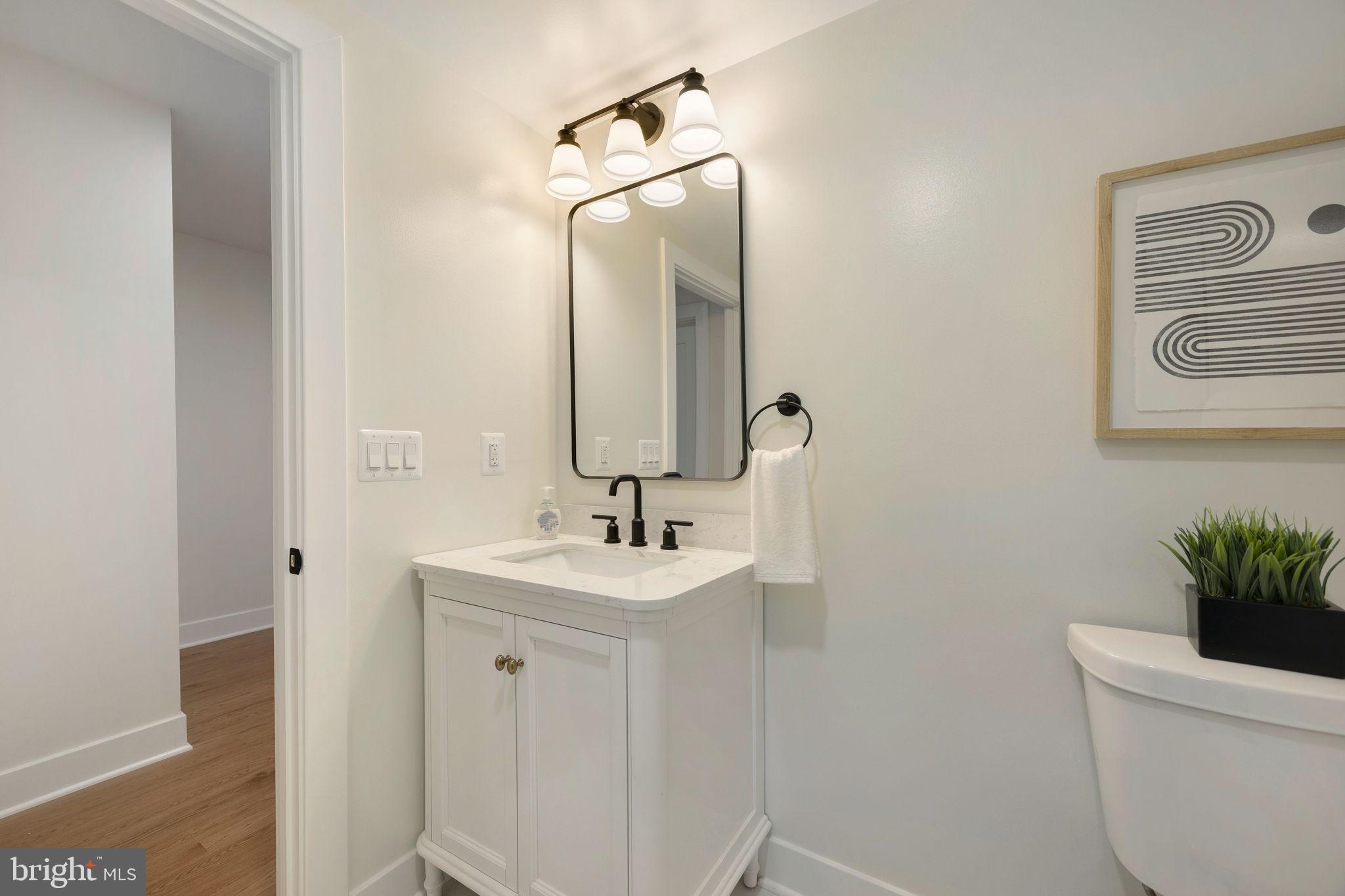 132 North Earley Street Alexandria, VA 22304 - Photo 27 of 44 a bathroom with a sink a toilet and mirror