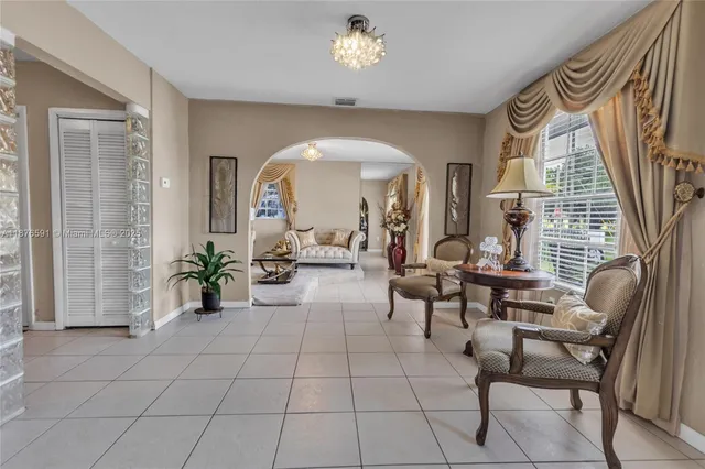 a living room with furniture