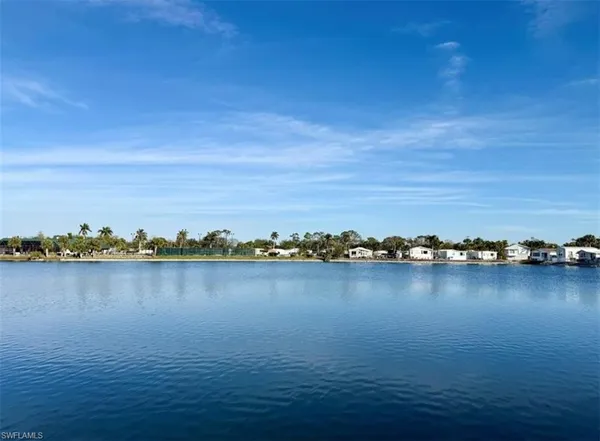 a view of a lake with a city view