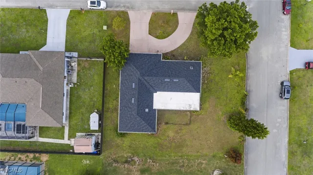 an aerial view of a house