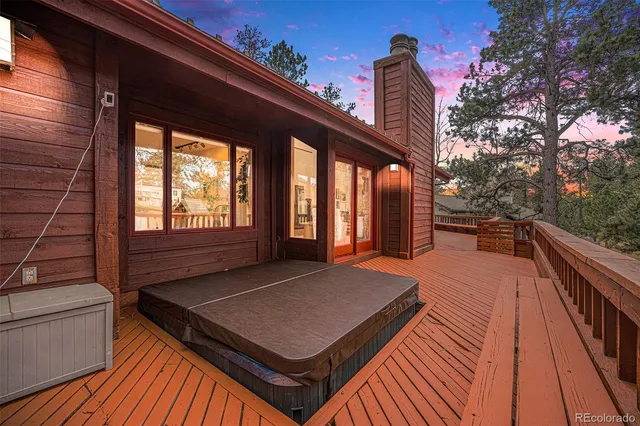 a view of a city with sunset view