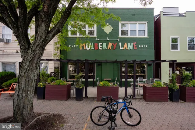 a front view of a house with a yard and potted plants
