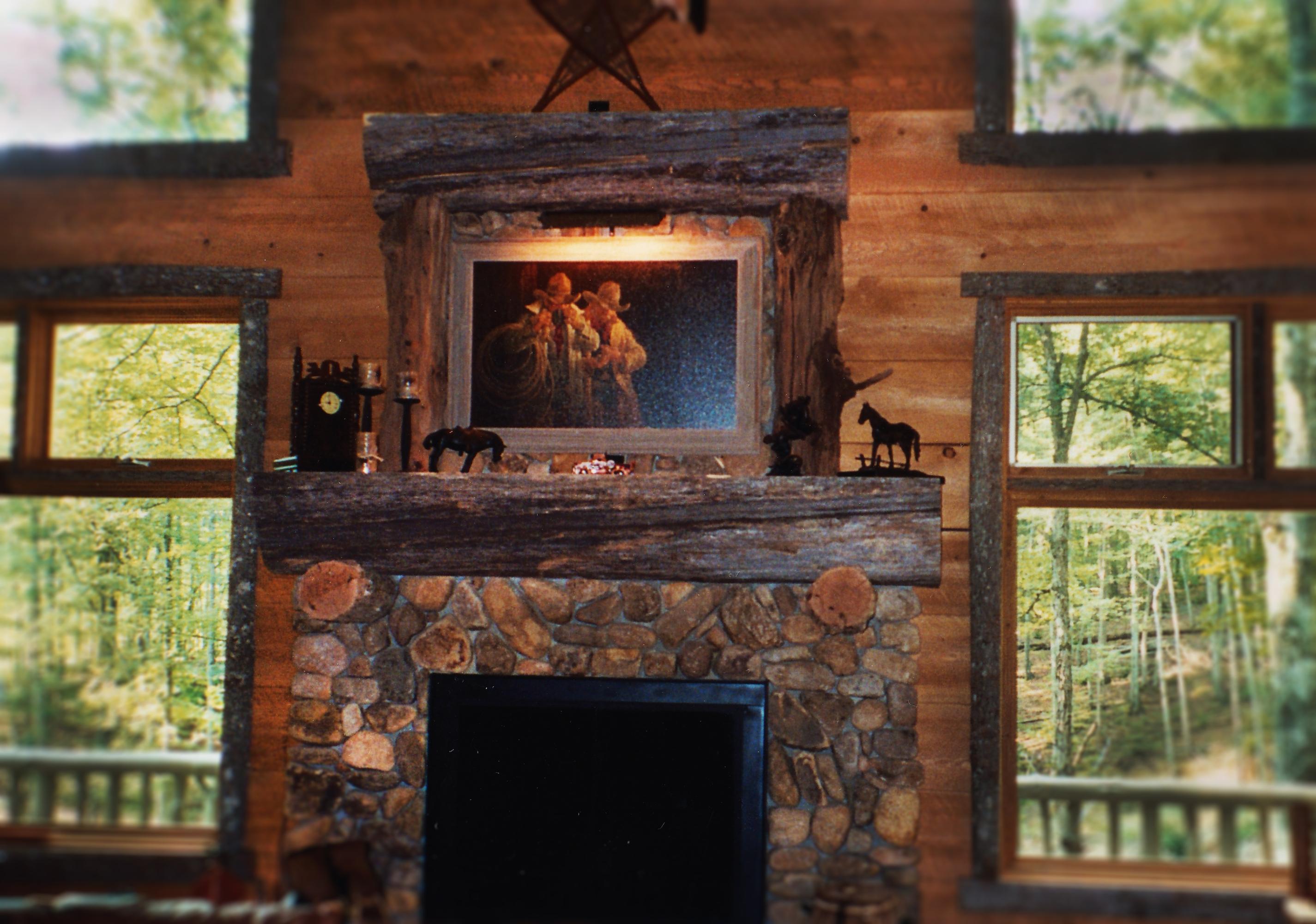 300 Buck Ridge Road Oneida, TN 37841 - Photo 11 of 39 River rock fireplace with double mantle