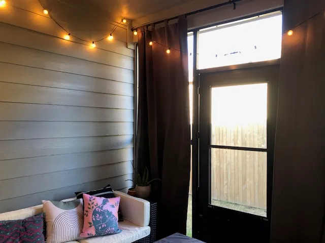 a view of a garden from a windows