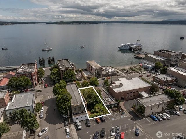 an aerial view of a parking space