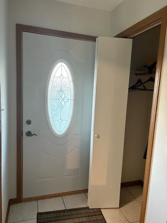 a view of small space with racks on the wall