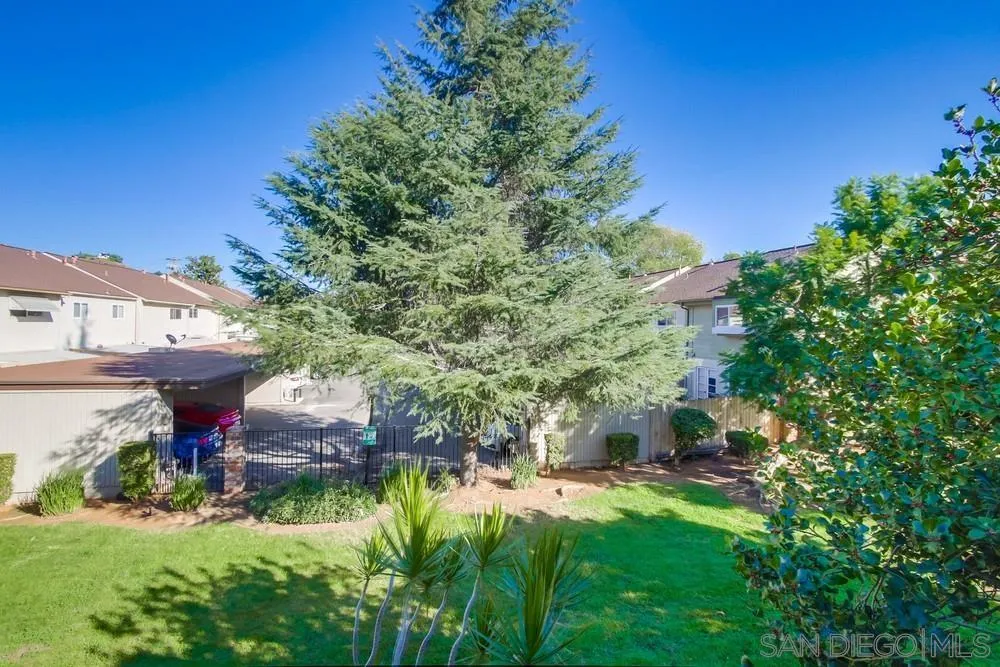 933 Greenfield Drive, Unit D El Cajon, CA 92021 - Photo 41 of 41 a view of a backyard with table and chairs and potted plants and big trees