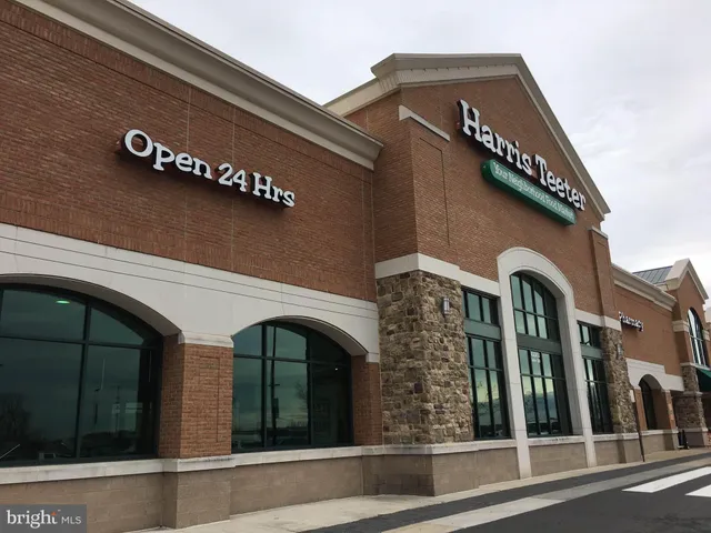 a view of a building with a door