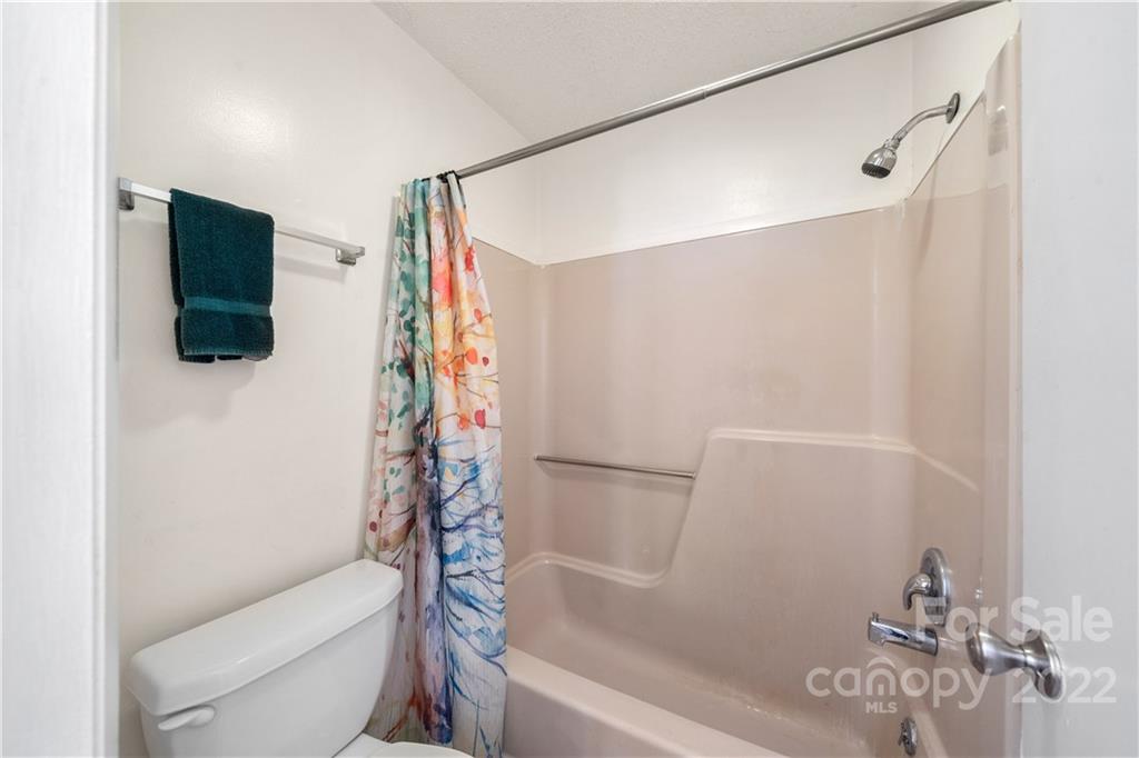 4 Blue Jay Loop Maggie Valley, NC 28751 - Photo 23 of 46 a bathroom with a shower curtain and a toilet