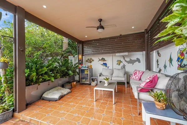 a outdoor space with lots of tables and chairs