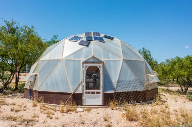 a aerial view of a house with backyard and trees