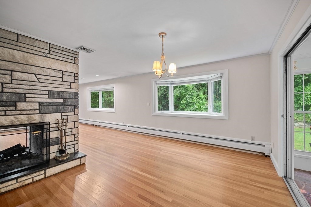 42 Bypass Road Lincoln, MA 01773 - Photo 8 of 42 an empty room with wooden floor fireplace and windows