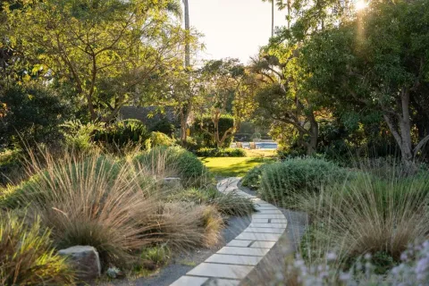 a view of a building with a street