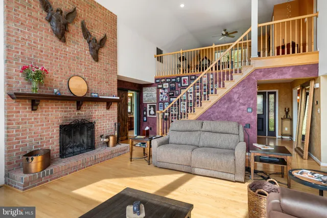 a workspace with furniture and window