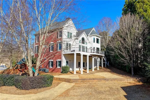 an aerial view of a house