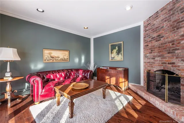 a living room with a large window