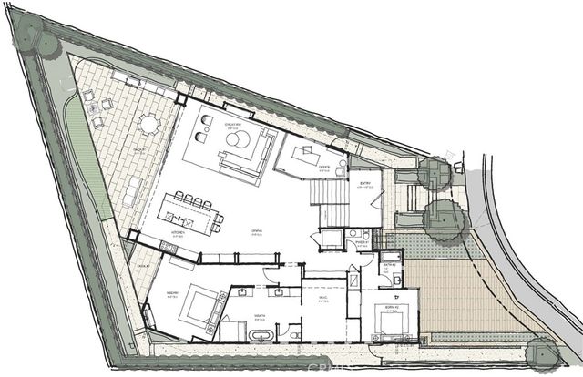 an aerial view of beach and ocean