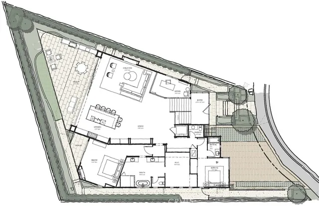 an aerial view of beach and ocean