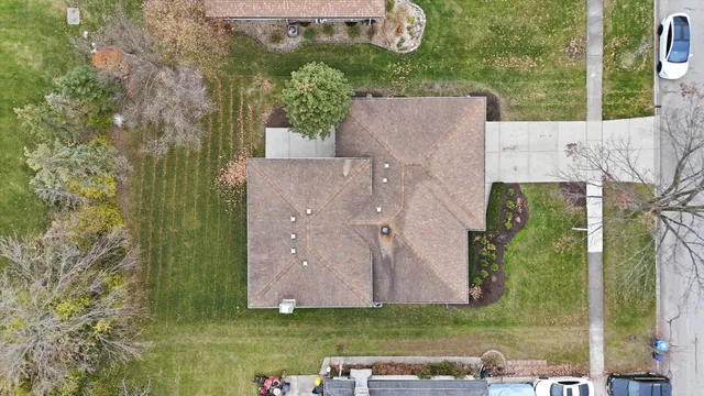 an aerial view of a house