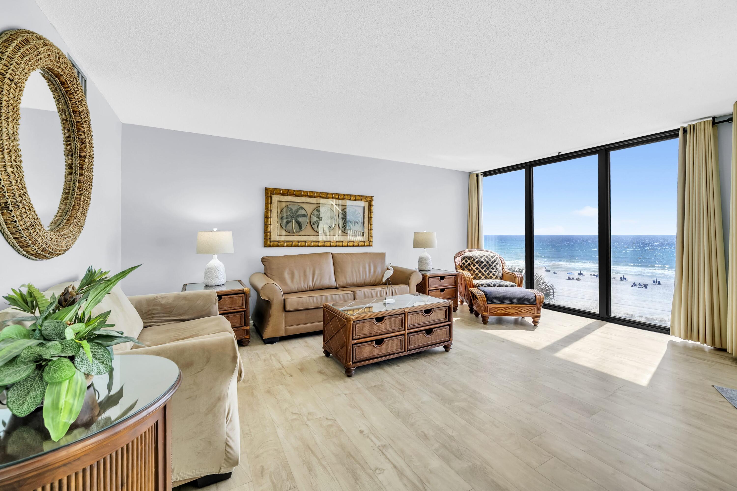 11619 Front Beach Road, Unit 307 Panama City Beach, FL 32407 - Photo 5 of 48 a living room with furniture and a large window