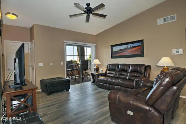 a outdoor living space with furniture