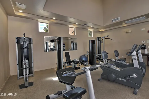 a view of a room with gym equipment