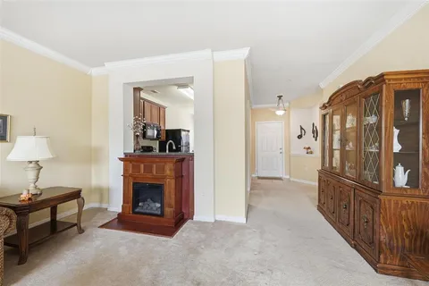 a view of a livingroom with a fireplace
