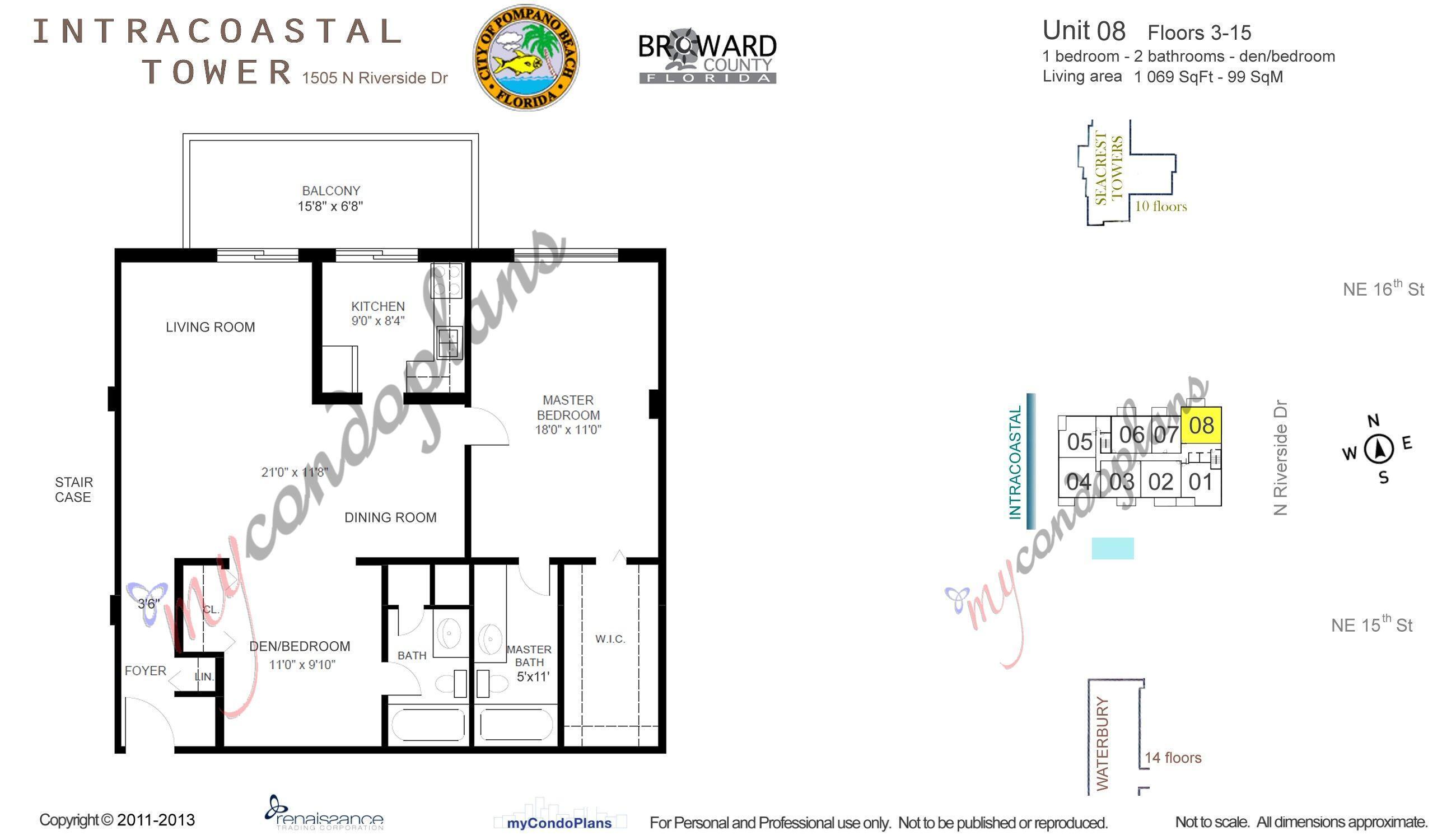 1505 North Riverside Drive, Unit 508 Pompano Beach, FL 33062 - Photo 31 of 31 Floor Plan 4906366